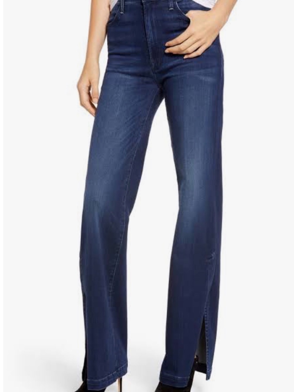 MOTHER Dark Blue High-Rise “The Hustler Sidewinder” Jeans with Side Slit - Picture 5 of 5